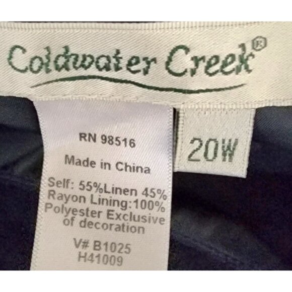 Coldwater Creek Womens Navy Sleeveless Linen Blend Dress W/ Back Zipper Size 20W - Picture 4 of 6